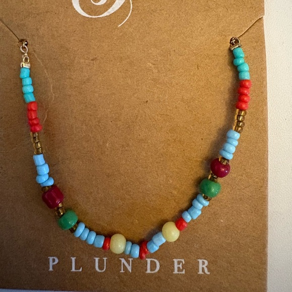 Plunder Colorful Beaded Necklace with Gold Chain - Picture 3 of 3